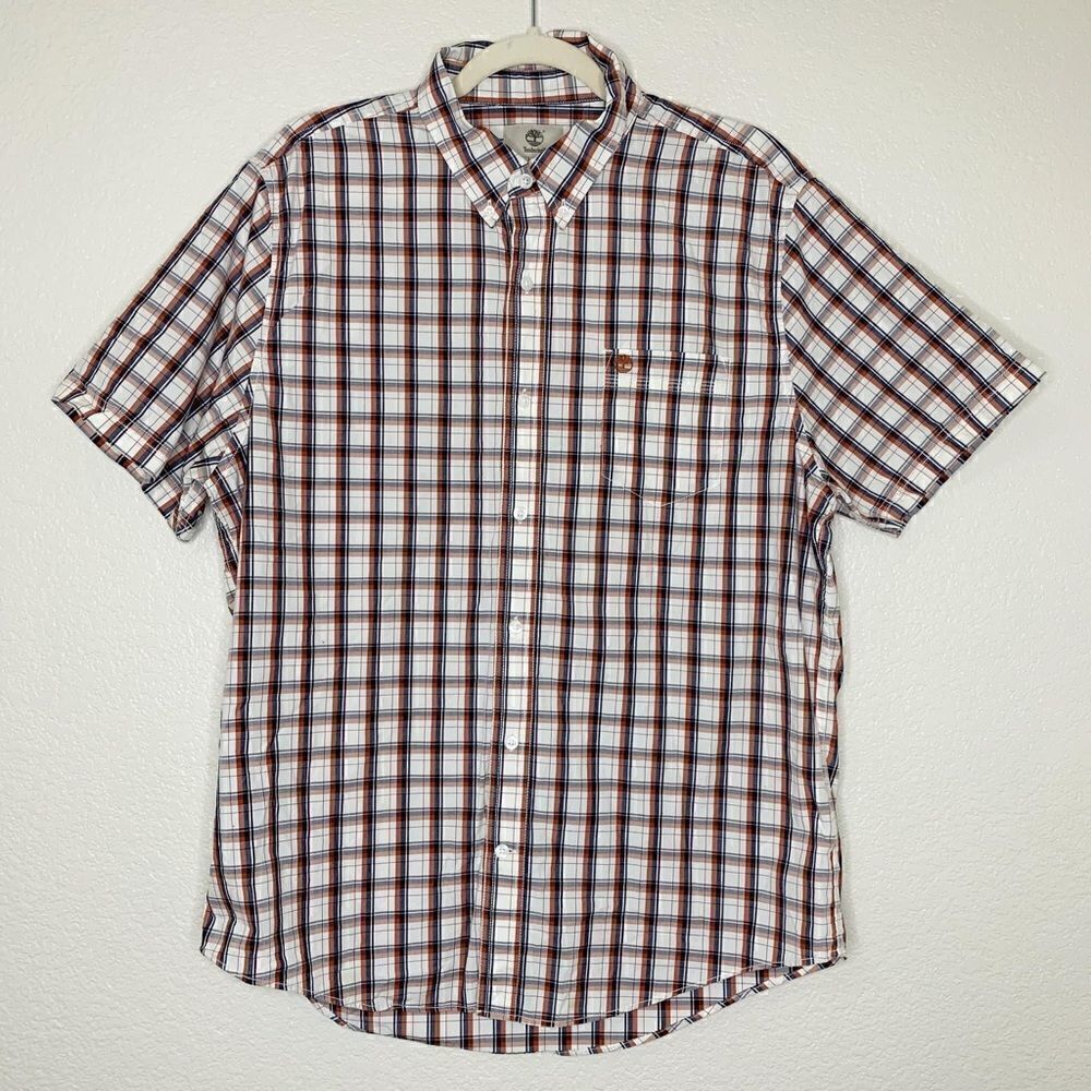 Timberland Size Large Men’s Plaid Short Sleeves Button Down Shirt